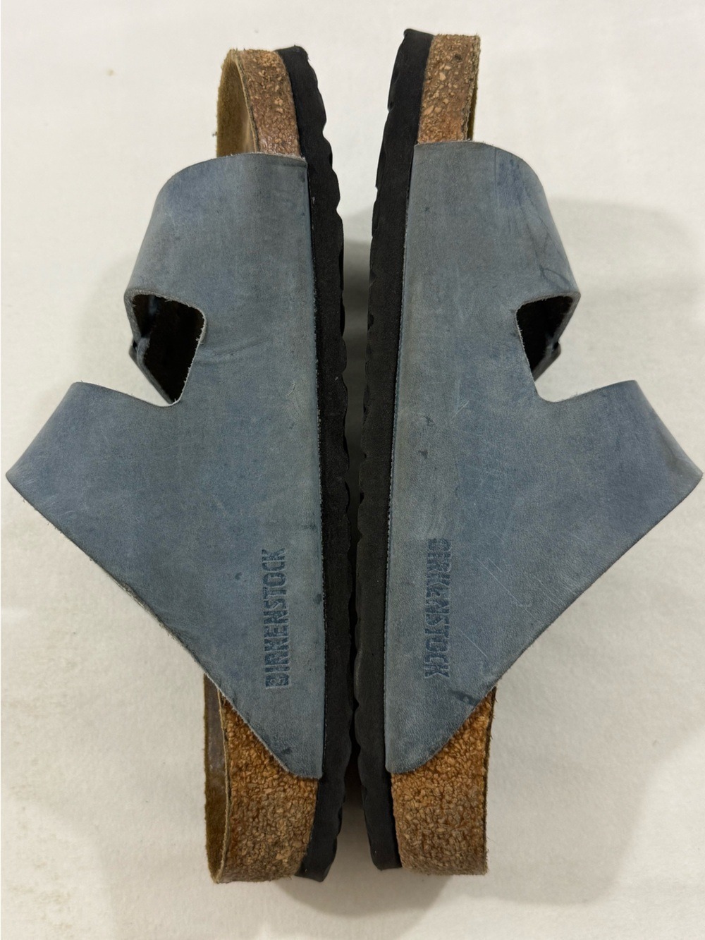 Birkenstock Arizona Suede Sandals Stone Blue Narrow EU 39 US 8 8.5 Double Strap - Picture 7 of 11